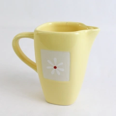 Dazee Sun by Pfaltzgraff Creamer White Flowers Yellow Background Square