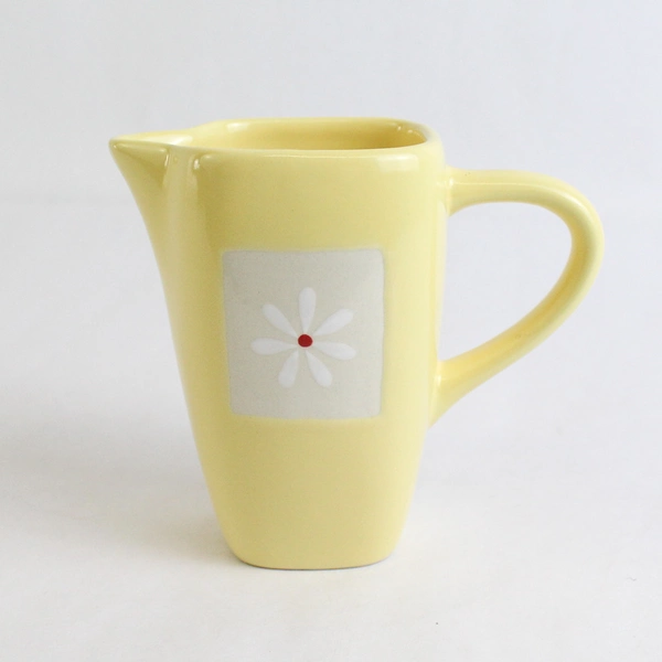Dazee Sun by Pfaltzgraff Creamer White Flowers Yellow Background Square