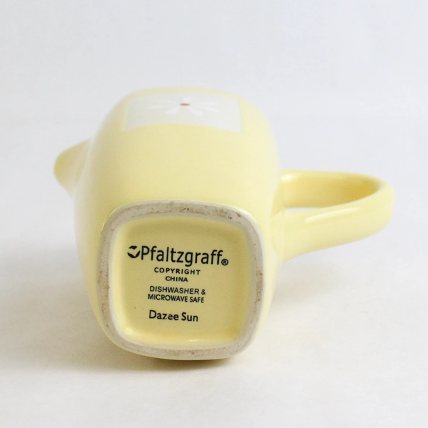 Dazee Sun by Pfaltzgraff Creamer White Flowers Yellow Background Square