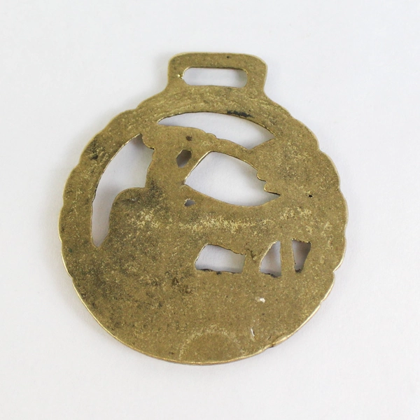 Vintage Brass Horse Harness Medallion Irish Jaunting Car 3" Horse And Buggy