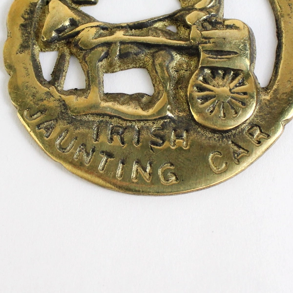 Vintage Brass Horse Harness Medallion Irish Jaunting Car 3" Horse And Buggy