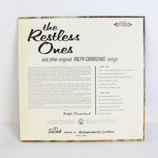 Ralph Carmichael The Restless Ones LP Sacred LPS 74046 Vinyl LP