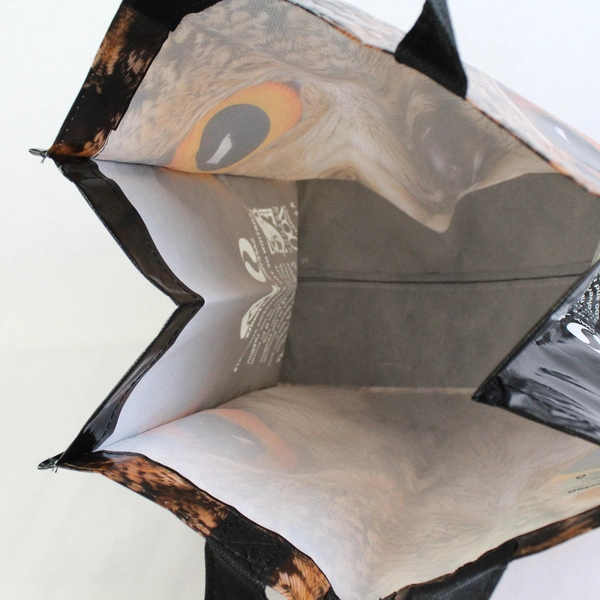 Earthwise Owl PVC Reusable Tote Bag 13"x14"x 8"