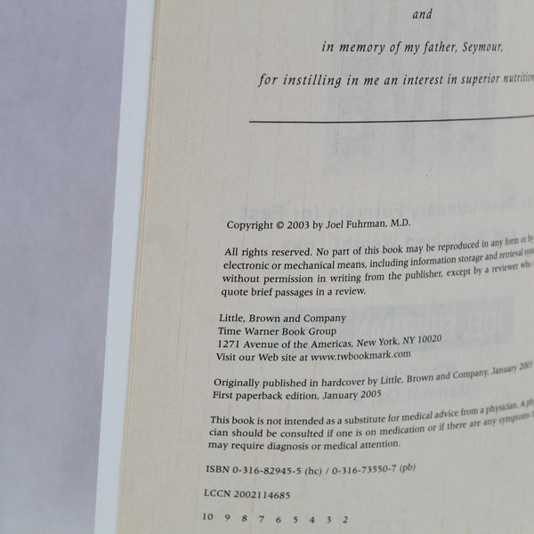 Eat to Live by Joel Fuhrman 2005 Trade Paperback