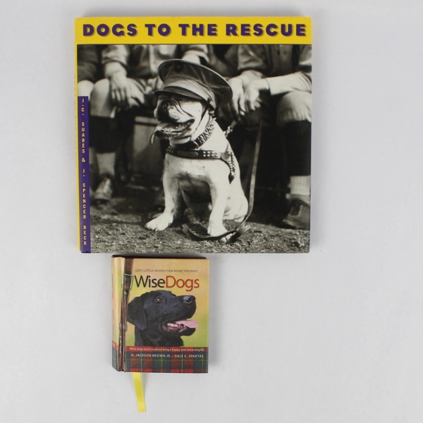 Lot 2 Hardcover Dog Books: Dogs to the Rescue 1996 & Wise Dogs