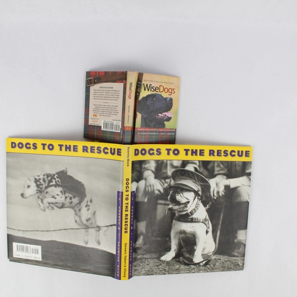 Lot 2 Hardcover Dog Books: Dogs to the Rescue 1996 & Wise Dogs