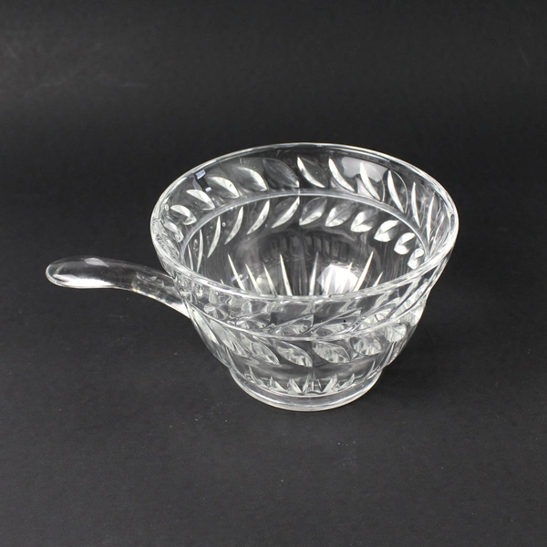 Vintage Glass Laurel Leaf Footed Sugar Bowl With Handle and Spoon