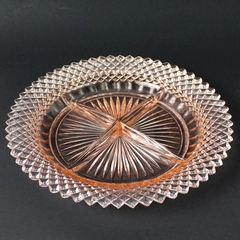 Anchor Hocking Miss America Pink 4-Part Relish Dish 1935-1938 Made in USA 9"
