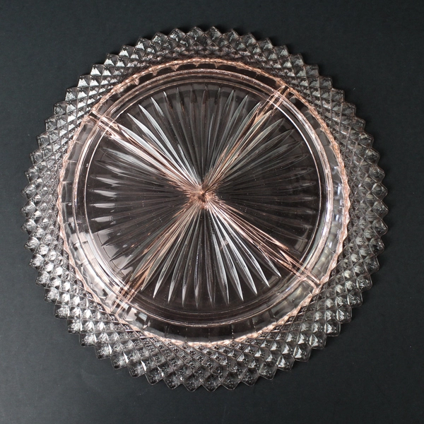 Anchor Hocking Miss America Pink 4-Part Relish Dish 1935-1938 Made in USA 9"