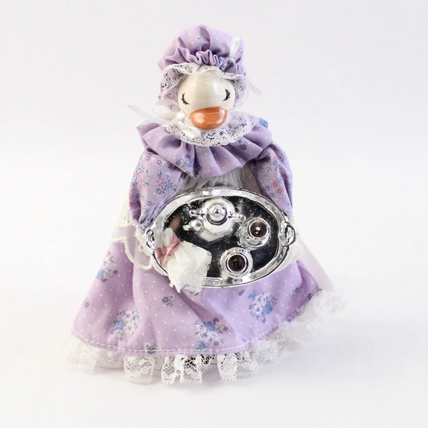 Vintage 1983 Just Ducky Collectible Figurine Spring Tea Party With Tea Set