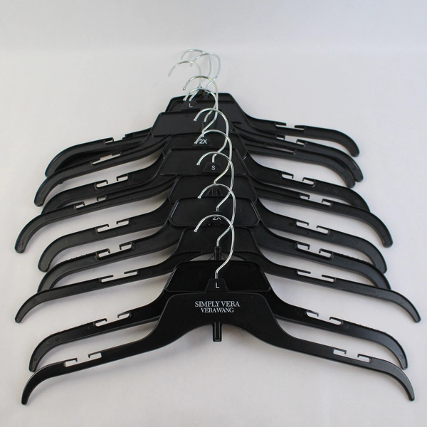 Set of 10 Black Plastic Clothes Hangers For Shirts
