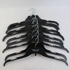 Set of 10 Black Plastic Clothes Hangers For Shirts