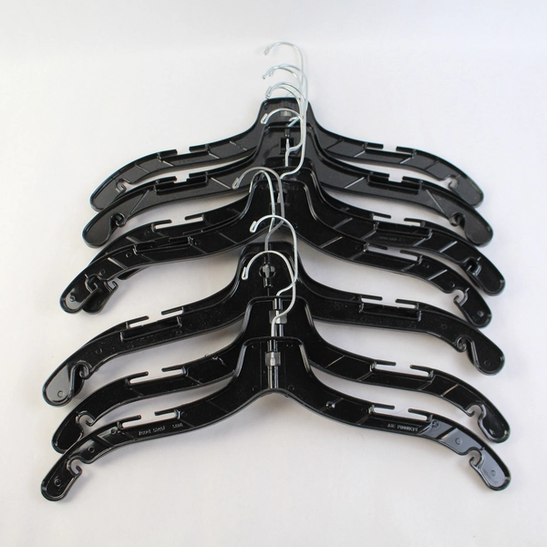 Set of 10 Black Plastic Clothes Hangers For Tops and Dresses