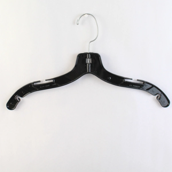 Set of 10 Black Plastic Clothes Hangers For Tops and Dresses