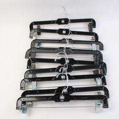 Set of 10 Black Plastic Clothes Hangers With Metal Clips