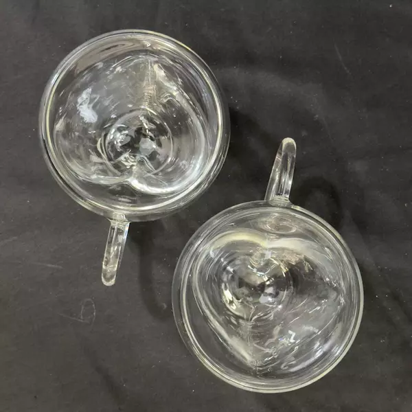 Set of 2 Double Walled Clear Glass Coffee Cups Mugs 4 inch