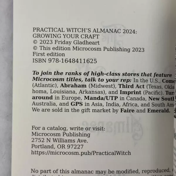 The Practical Witch's Almanac 2024 By Friday Gladheart Grow Your Craft