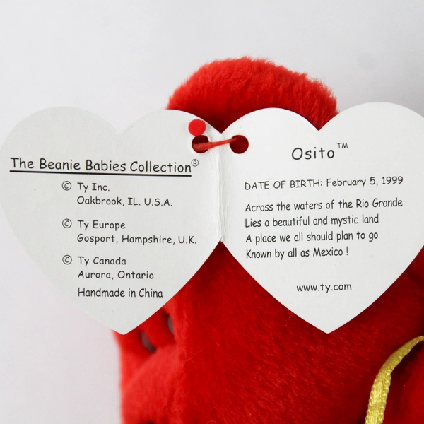 TY Original Beanie Baby Osito 1999 Red Bear Plush Doll with Tag