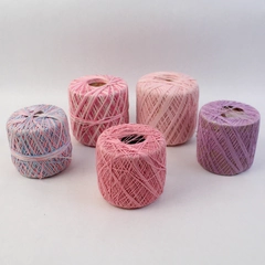Lot of 5 Partly Used Vintage Thread Spools in Pink and Purple