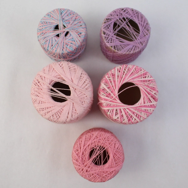 Lot of 5 Partly Used Vintage Thread Spools in Pink and Purple