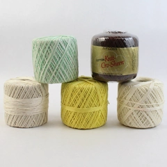 Lot of 5 Partly Used Vintage Thread Spools in White Yellow Green and Brown