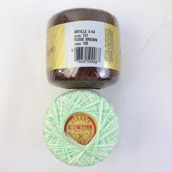 Lot of 5 Partly Used Vintage Thread Spools in White Yellow Green and Brown