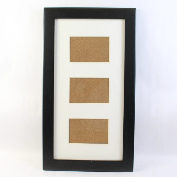 Large Rectangular 3-Picture Wall-Mounting Black Photo Frame 3.5" x 5.5"