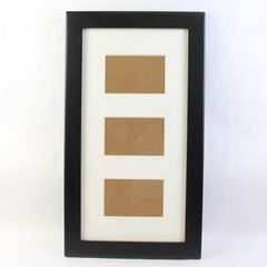 Large Rectangular 3-Picture Wall-Mounting Black Photo Frame 3.5" x 5.5"