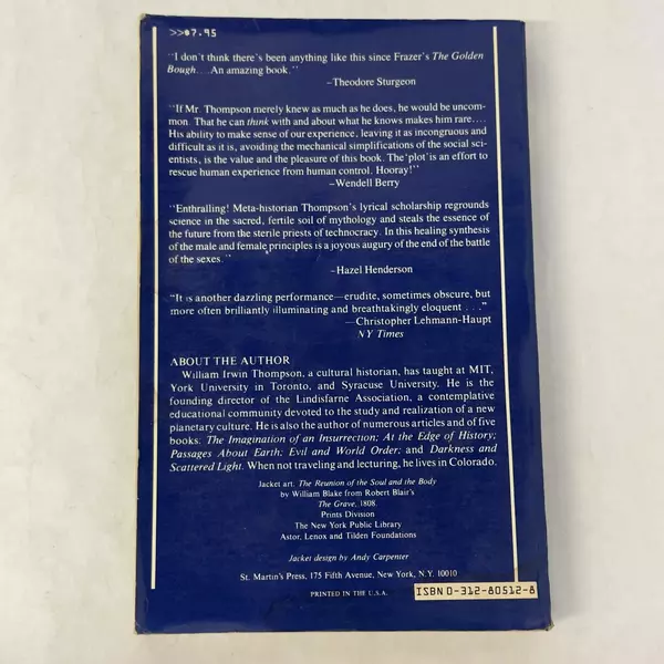 Time Falling Bodies Take to Light by William I. Thompson 1981 Trade Paperback