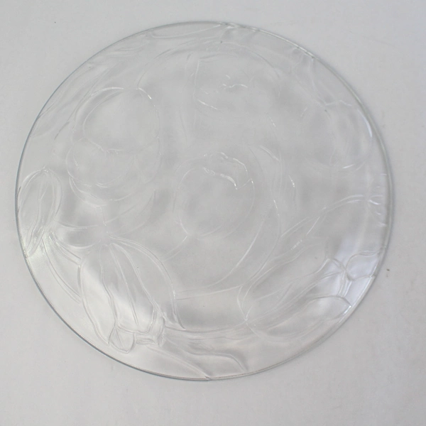 Vintage Indiana Glass Floral Tulip Design Clear Glass Platter 13"