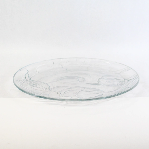 Vintage Indiana Glass Floral Tulip Design Clear Glass Platter 13"