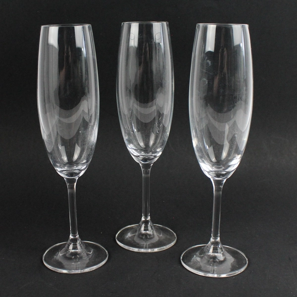 Set of 3 Unbranded Clear Glass Sparkling Wine Champagne Flutes