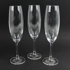 Set of 3 Unbranded Clear Glass Sparkling Wine Champagne Flutes