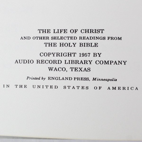 The Life Of Christ & Selected Readings From The Holy Bible Book 1957