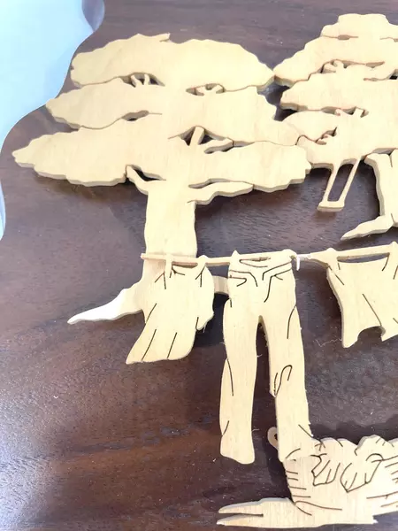 Carol McNickle Hand-Carved Balsa Wood Rustic Cabin Wall Sculpture Art