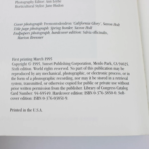 Sunset Western Garden Book Large Paperback 40th Anniversary Edition 1995 Revised