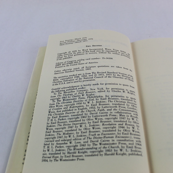 Vintage Emil Brunner J Edward Humphrey Book 1977 Hardcover Dust Cover