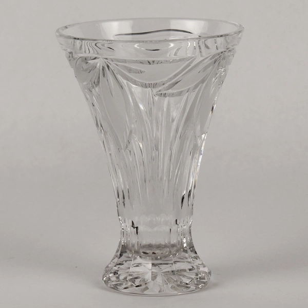 Clear Cut Crystal Flower Vase 7.5" Tall Footed Terrarium Water Plant Vase