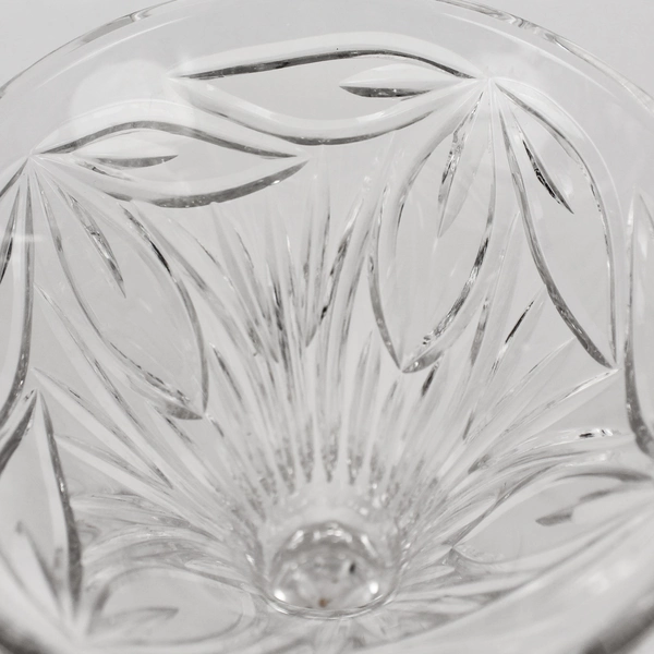 Clear Cut Crystal Flower Vase 7.5" Tall Footed Terrarium Water Plant Vase