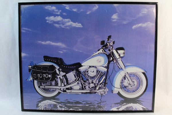Framed Harley Davidson Rolins Hawg Poster Print Purple Silver 16x20 Inch