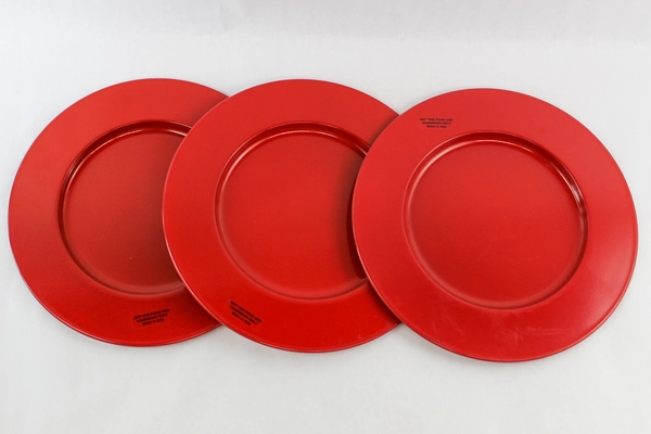 Lot of 3 Decorative Charger Plates Red 13 Inch Diameter Made In Italy