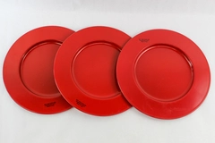 Lot of 3 Decorative Charger Plates Red 13 Inch Diameter Made In Italy