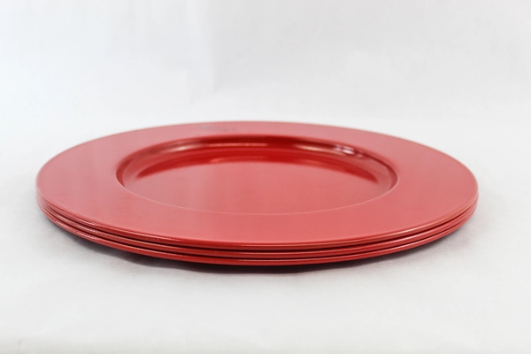 Lot of 3 Decorative Charger Plates Red 13 Inch Diameter Made In Italy