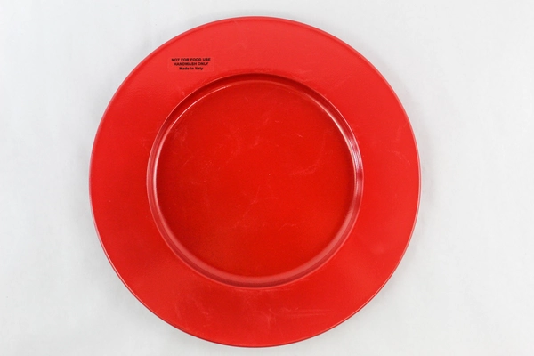 Lot of 3 Decorative Charger Plates Red 13 Inch Diameter Made In Italy