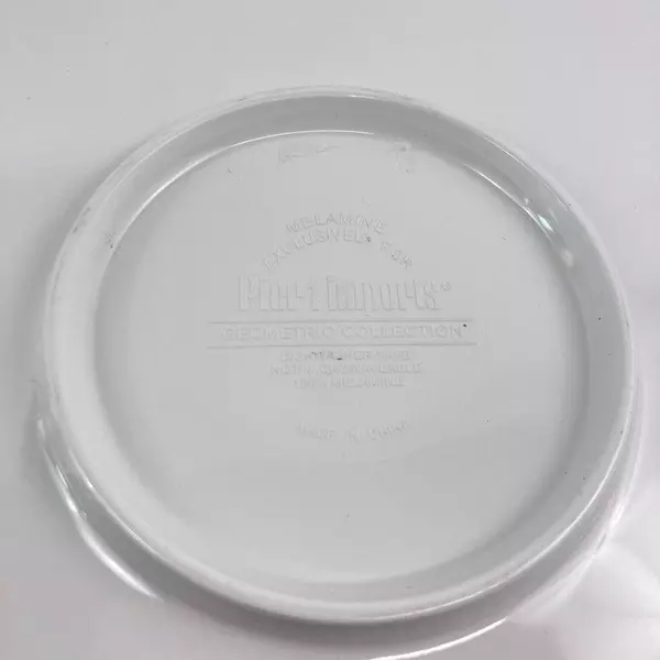 Lot of 2 Pier 1 Melamine Salad Plates - Colorful Geometric Stripes 8.5"