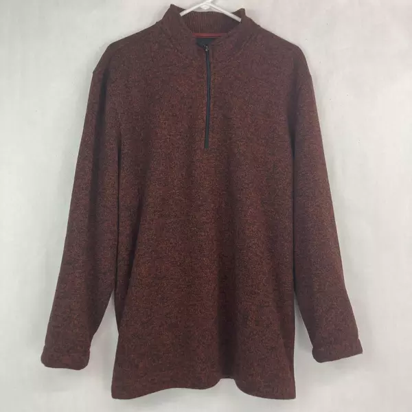 Van Heusen Flex Classic Fit Sweatshirt Men's Size XL Red Black Pullover 1/4 Zip