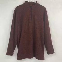 Van Heusen Flex Classic Fit Sweatshirt Men's Size XL Red Black Pullover 1/4 Zip