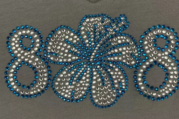 Femme By Tresics Women's L Gray Blue Beaded Top Short Sleeve Shirt