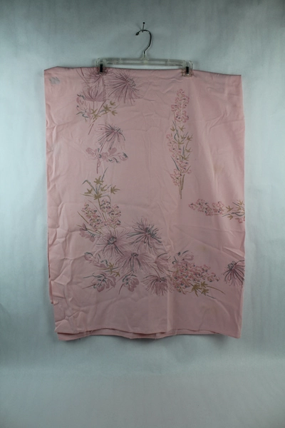 Lot of 2 Pre-Owned Gray Textured & Pink Floral Tablecloths for Crafts Sewing