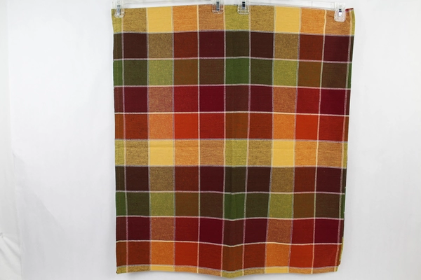 Sam Hedaya Corp 60" Cotton Table Runner Orange Red Green Checkered Design